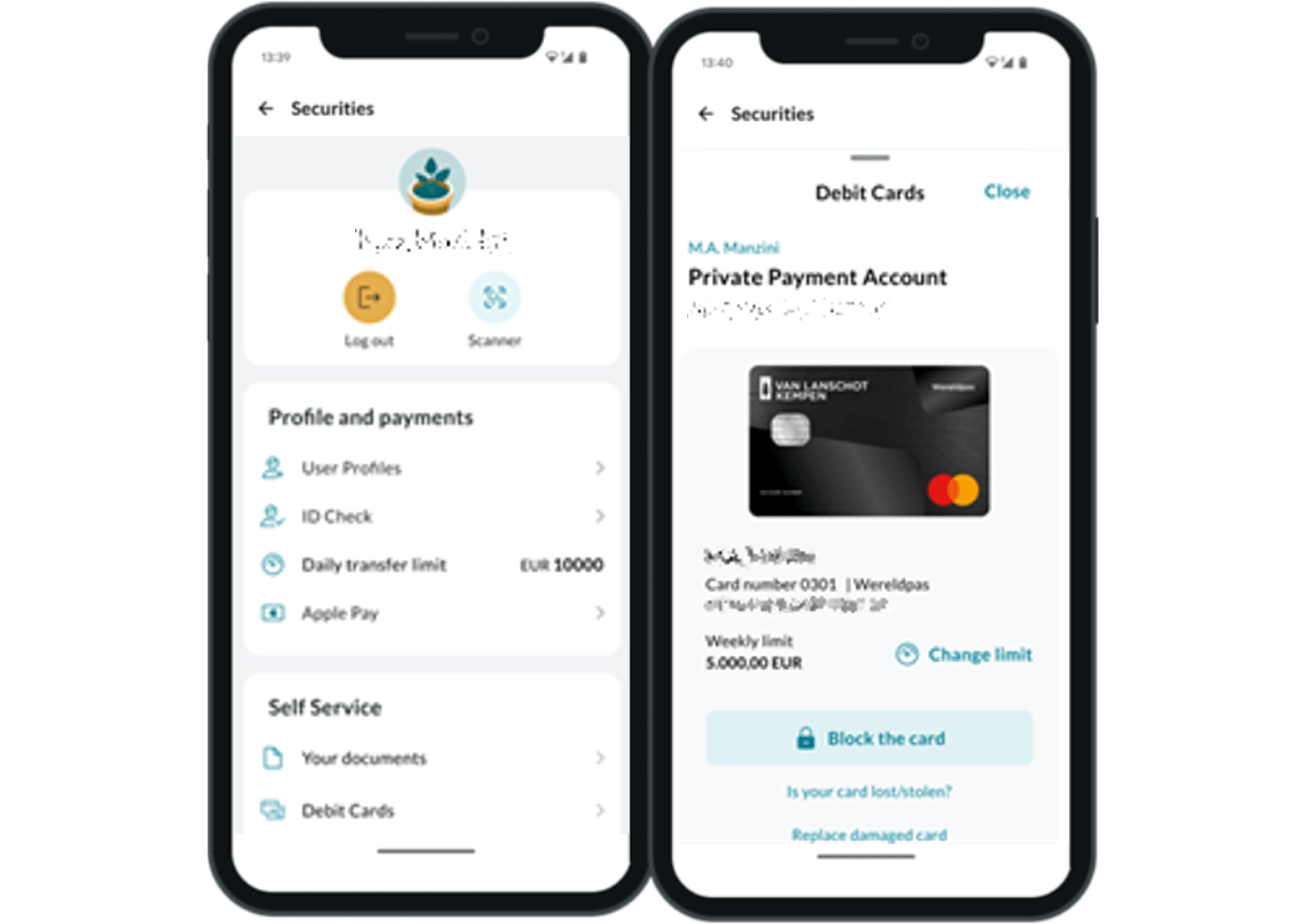 Screenshot Banking App Debit Mastercard in de iOS Banking App NL
